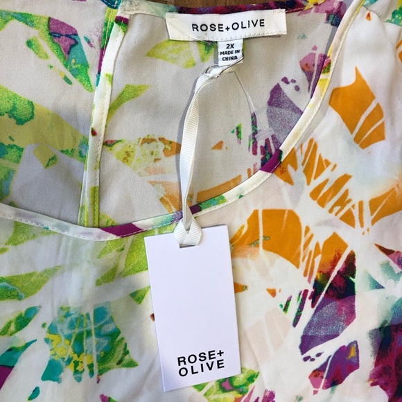 NWT ROSE + OLIVE Abstract Sleeveless Top Sz 2X - Picture 6 of 8